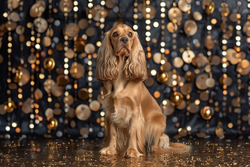 English Cocker Spaniel dog isolated on black background