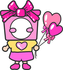 Cute Gift box face frame illustration for kids