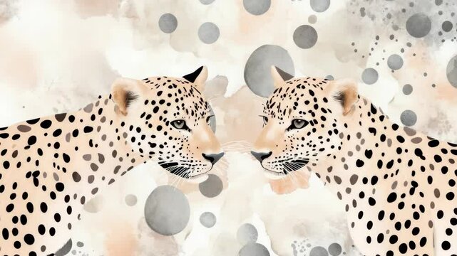 Two cheetahs in a wildlife sanctuary, looking at each other.
