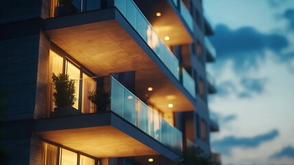 Fototapeta premium Part of Modern Residential Apartment with Flat Building Design