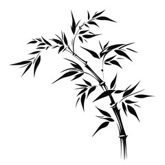 Obraz premium Elegant Black and White Vector Illustration of Asian Bamboo Plant for Designs and Decor