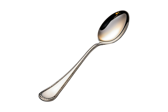 empty metallic spoon isolated on a transparent background