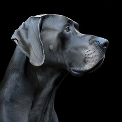 Great Dane dog isolated on black background