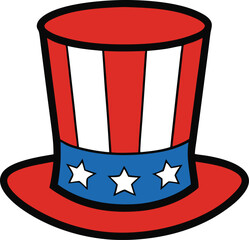 uncle sam hat icon clipart vector on transparent background	
