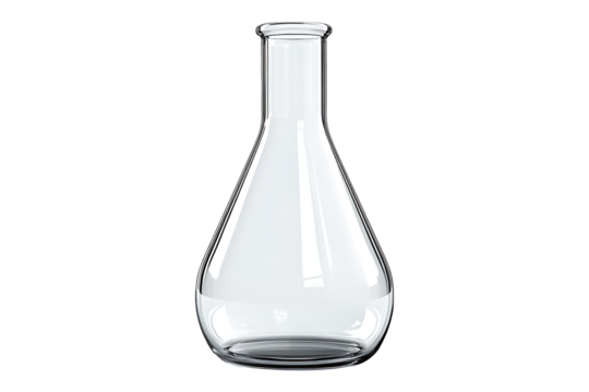 Empty chemical flask isolated on a transparent background