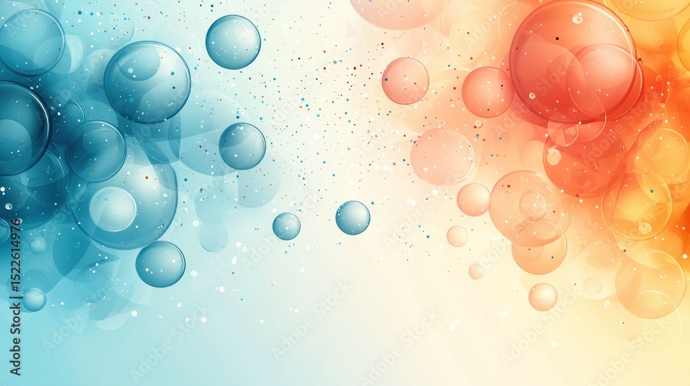 Poster abstract design with translucent circles and soft color gradients.