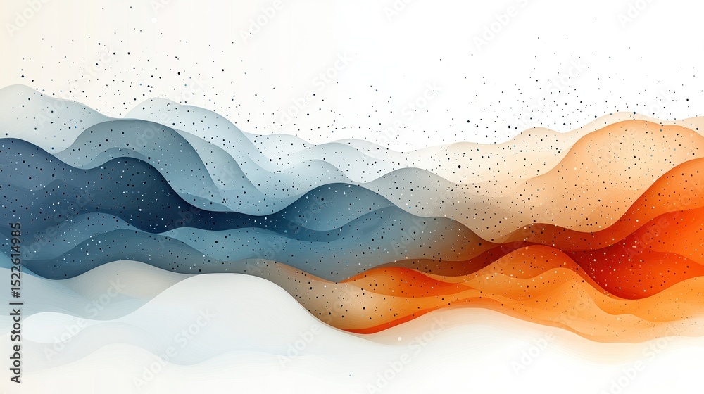 Poster abstract layered waves of color with textured patterns.