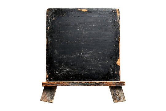 Empty black wooden blackboard isolated on a transparent background