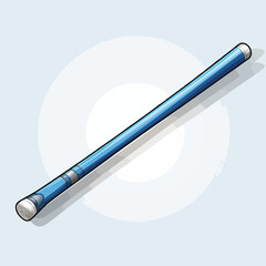 Professional Baseball Bat Isolated Cartoon Blue Lines Vector Illustration