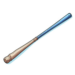 Baseball Bat Isolated Cartoon Blue Lines: Professional Sports Equipment Illustration