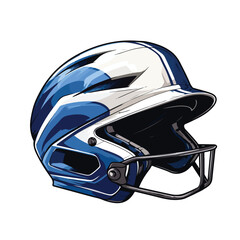 Professional Baseball Helmet Sports Equipment Blue Lines Vector Illustration