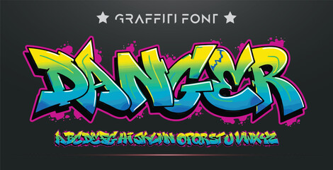 Danger, Graffiti font text effect, spray and street text style 
