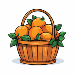 High Quality Basket with Oranges Fruits Icon on Clean White Background for Fresh Food Marketing Materials