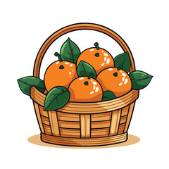 Professional Basket with Oranges Fruits Icon on White Background for Creative Projects