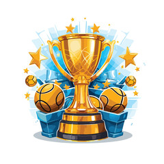 Professional Basketball Trophy Cups Vector Image for Sports Awards and Achievements