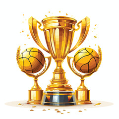 Professional Basketball Vector Illustration with Trophy Cups for Sports Awards Design