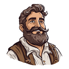 Professional Bavarian Man Cartoon Scribble Vector Illustration for Oktoberfest Designs