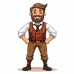 Authentic Bavarian Man Cartoon Vector Illustration for Oktoberfest Celebrations