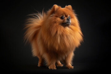 Pomeranian dog isolated on black background