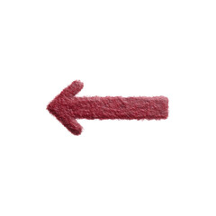 A red felt arrow pointing left, designed for use in various graphic design projects, highlighting direction and guidance. Ideal for educational or creative contexts.