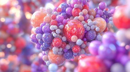 Cluster of colorful, glossy spheres.