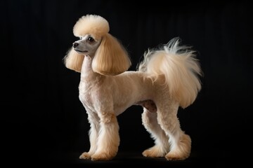 Poodle dog isolated on black background