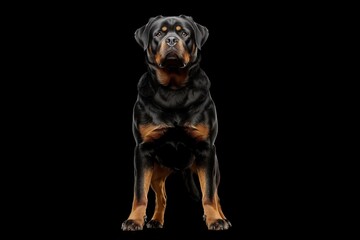 Rottweiler dog isolated on black background