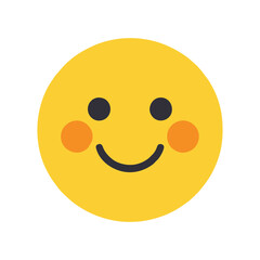 Fototapeta premium Smiling Face Flat Vector Icon with Blush Cheeks and Circular Eyes in Bright Yellow for Mental Health Apps, Mood Trackers, and Emotional Wellbeing Interfaces
