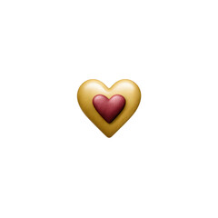 Obraz premium A vibrant and warm heart emoji featuring a golden outer layer and a red inner heart, symbolizing love and affection on a clean, white background.