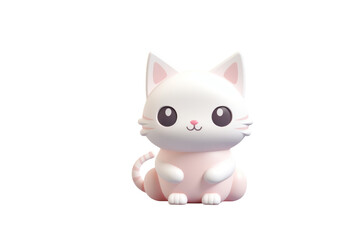 Obraz premium Adorable 3D render of a cute cartoon kitty, sitting and smiling. background removed