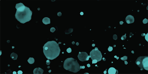 Abstract composition with colored flying spheres on a black background.Blue abstract blurred bokeh of christmas lights on black isolated background.