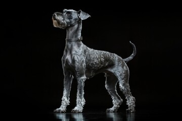 Schnauzer dog isolated on black background