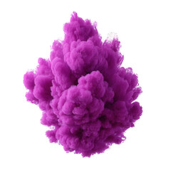 Fototapeta premium A vibrant purple smoke cloud creating a dramatic and artistic effect against a white isolate background, perfect for creative projects and visual compositions.