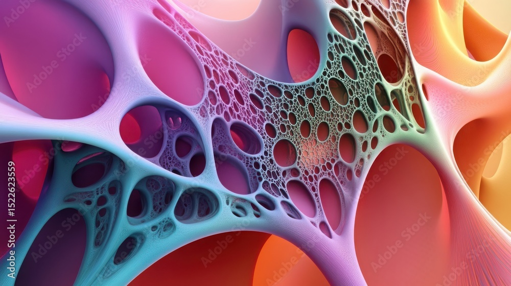 Poster abstract colorful structure with holes and intricate network design