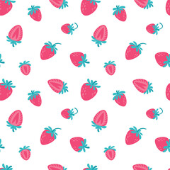 Strawberries seamless pattern. Summer vector background design with berries
