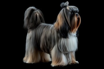 Shih Tzu dog isolated on black background
