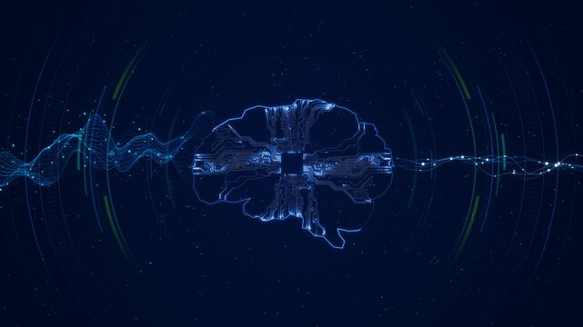 Digital brain scan merging human ai brain network circuit hologram. futuristic brain digital neural network ai processing 3D 4K artificial intelligence Deep Learning, Chatbot, Artificial Intelligence - Powered by Adobe