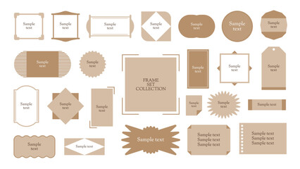 Set of Minimalist Vintage Label Frames in Brown, Editable Retro Badge Collection for Text or Logo