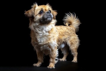 Tibetan Spaniel dog isolated on black background