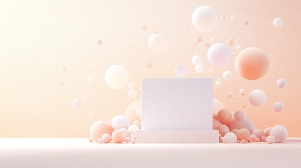 Obraz premium Floating Pastel Spheres Above a Soft Gradient Background