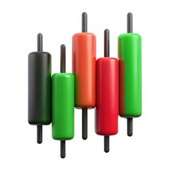 Colorful 3d candlestick chart for financial markets