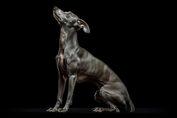 Whippet dog isolated on black background