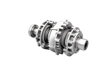 Detailed cutaway illustration of a complex gear mechanism, showcasing intricate internal components. background removed