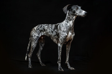 Whippet dog isolated on black background