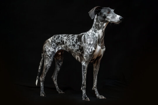 Whippet dog isolated on black background