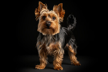 Yorkshire Terrier dog isolated on black background