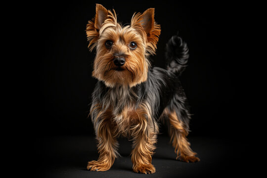 Yorkshire Terrier dog isolated on black background