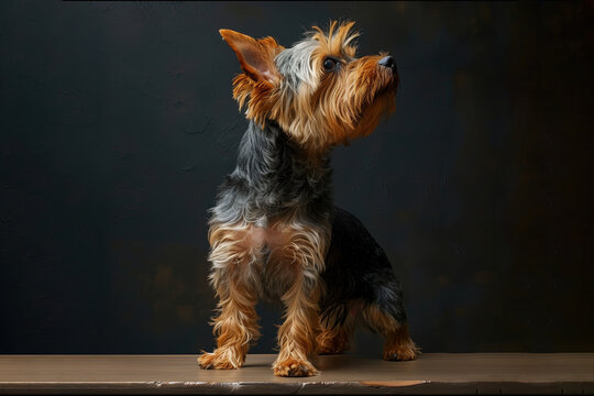 Yorkshire Terrier dog isolated on black background