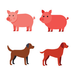 animal flat color bundle design 