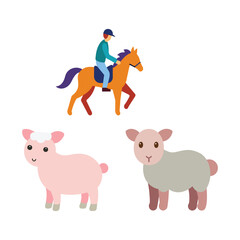 animal flat color bundle design 
